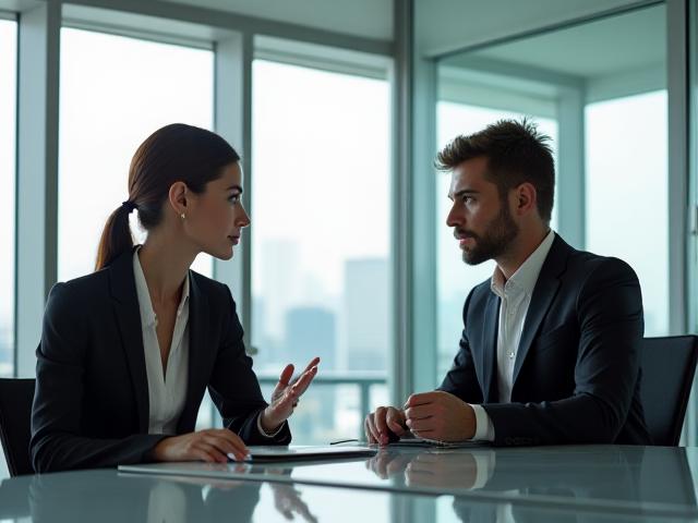 Professional consultation in a modern glass office overlooking George Town